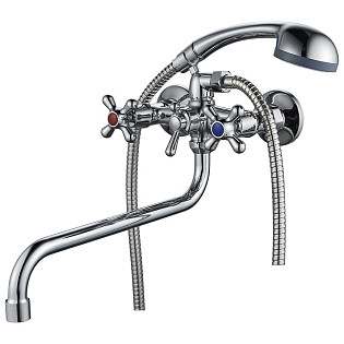 Смеситель для ванны двухвентильный с душевым гарнитуром хром Ammore A4581-B