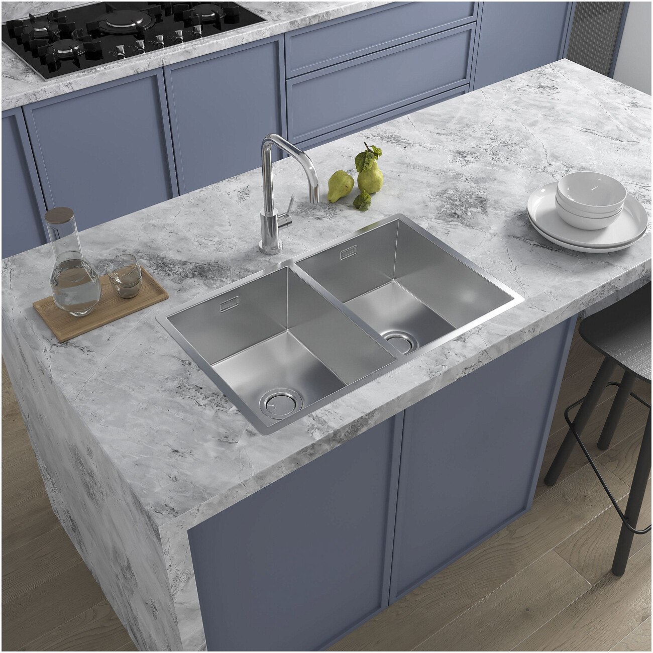 Кухонная мойка двойная из нержавеющей стали 44х70 см сталь Reflexion Garda RX2170SS - изображение 9