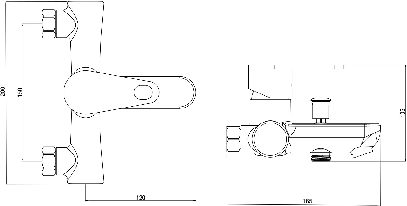Смеситель для ванны и душа хром Diwo "Углич" UG-02cr - изображение 2
