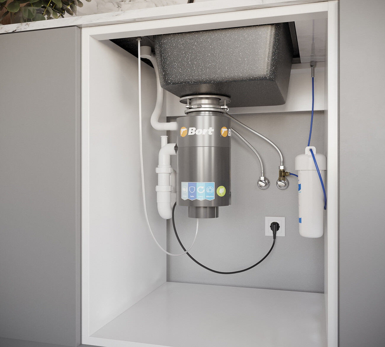 Мойка кухонная из искусственного мрамора прямоугольная 51х78 см черная Domaci "Бьелла" DMC-78 - изображение 10