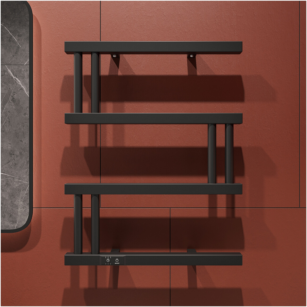 Полотенцесушитель электрический 60х53 см черный Ewrika "Пенелопа" M 4657801249358 - изображение 4