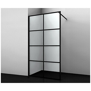 Душевая перегородка 200х90 см прозрачная, черная Wasserkraft Glan 66W39