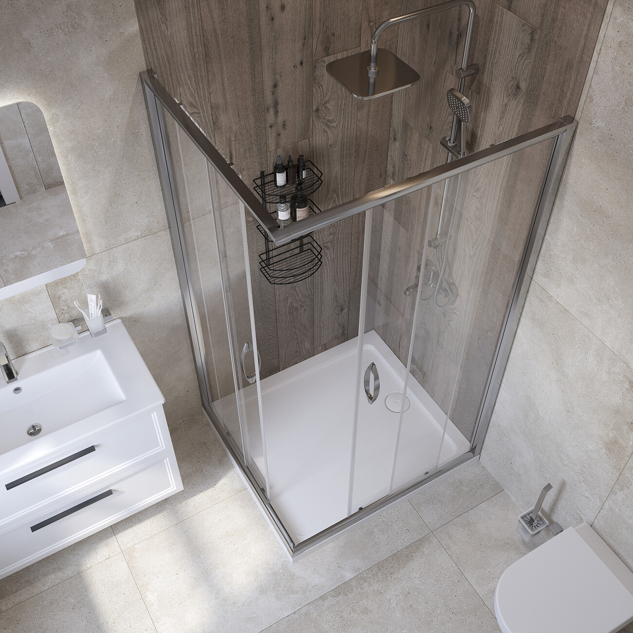 Душевой уголок прямоугольный 100х90 см хром Diwo "Суздаль" - изображение 5