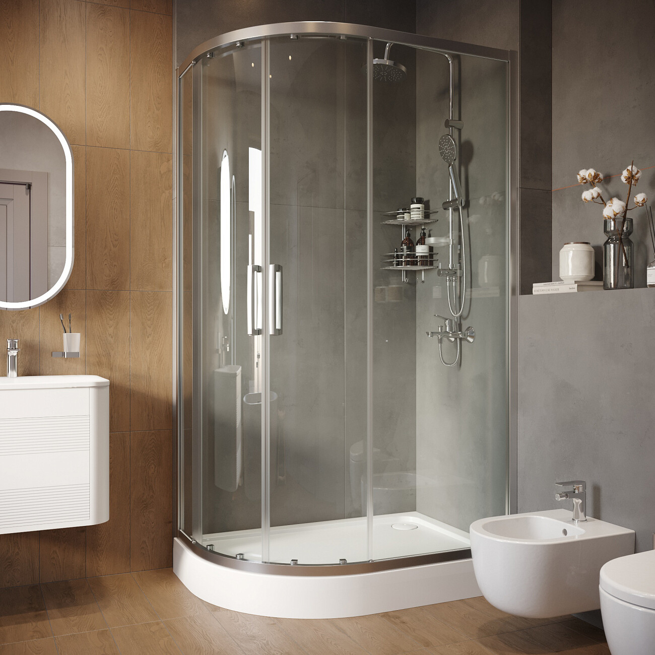 Поддон для душа акриловый с сифоном и экраном 120x80 см белый Stworki "Хельсинки" R XEП0070 XEЭLR69 - изображение 5