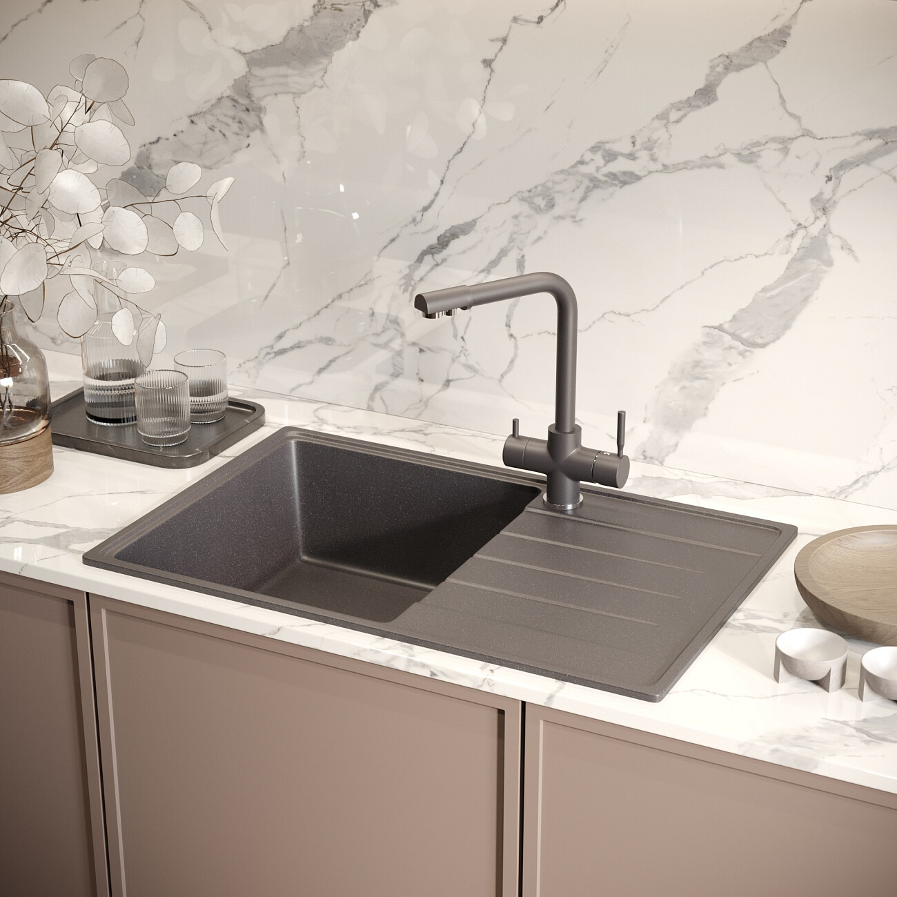 Мойка кухонная космос Domaci "Солерно" DP 780-08 - изображение 4