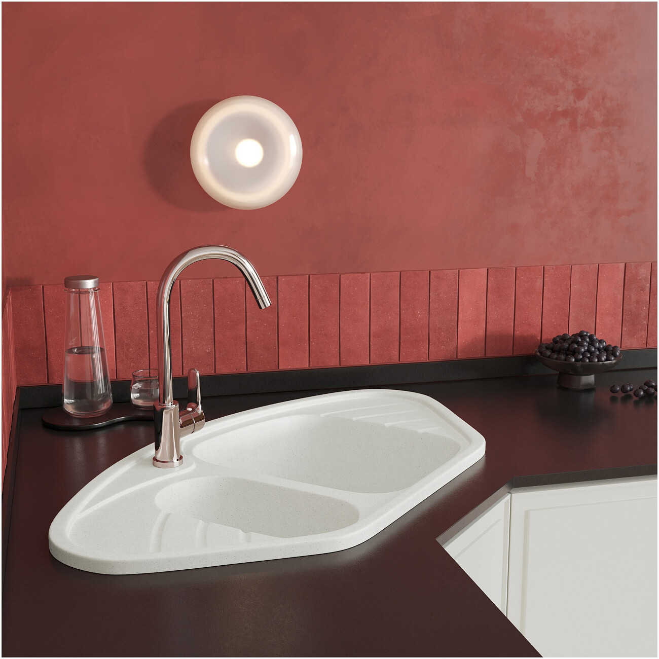 Мойка кухонная белая Domaci "Болонья" М-23-001 - изображение 8