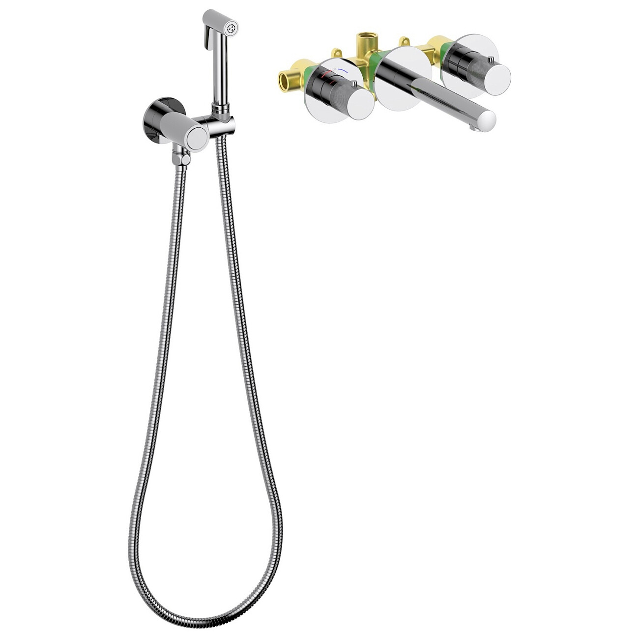 Смеситель для раковины встроенный с гигиеническим душем хром Timo Saona 2383-00SM - изображение 3