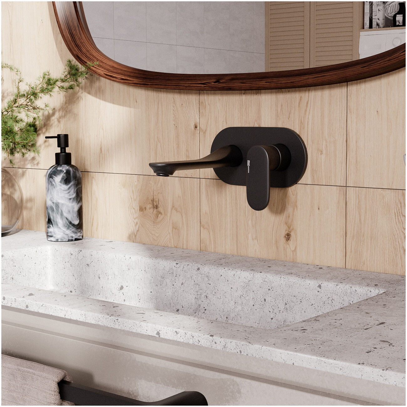 Смеситель для раковины встраиваемый из латуни черный Wasserkraft 7430 - изображение 2