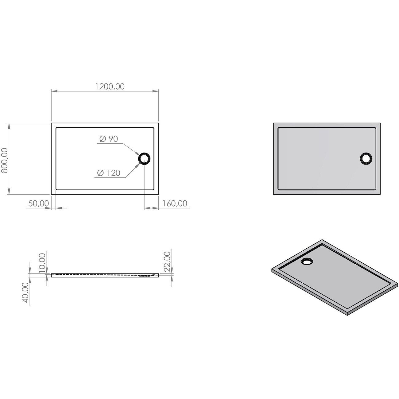 Поддон для душа с сифоном и ножками 80х120 см белый Artemis 625738 - изображение 2
