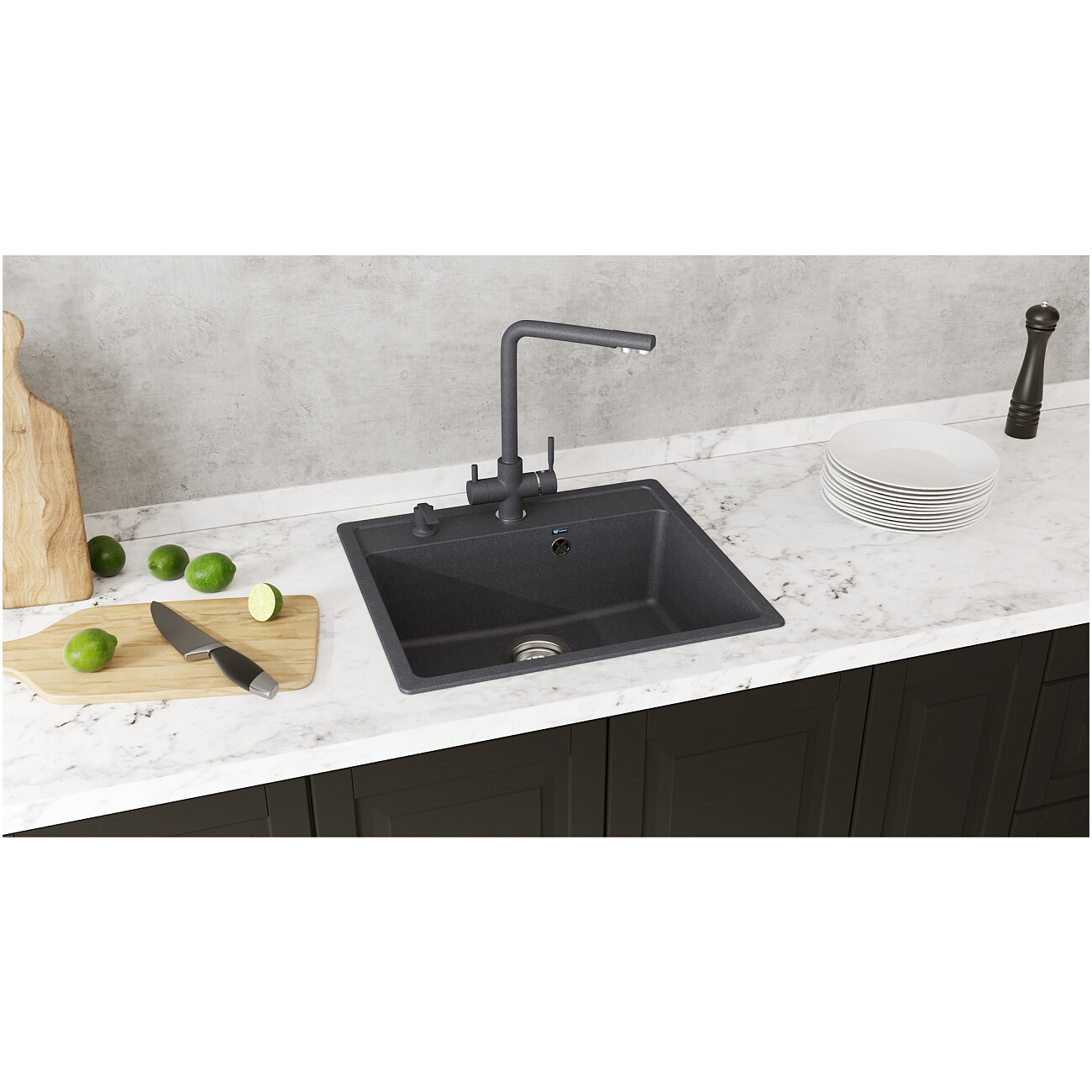 Смеситель для кухни с изливом для фильтрованной воды черный Ulgran U-016-308 - изображение 3