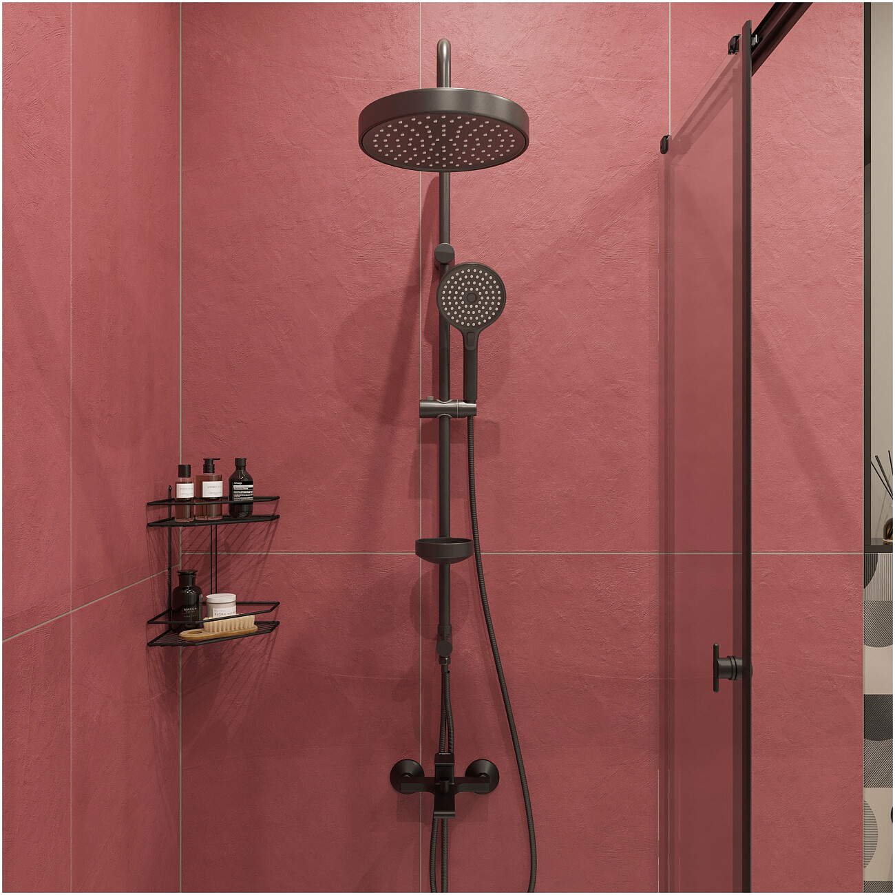 Душевая стойка с верхним душем черная Stworki "Хельсингборг" S18180BK - изображение 6
