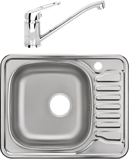 Мойка кухонная сталь Domaci &quot;Равенна&quot; Fort DCO 580х480 (6) L2TG L со смесителем D11-000cr