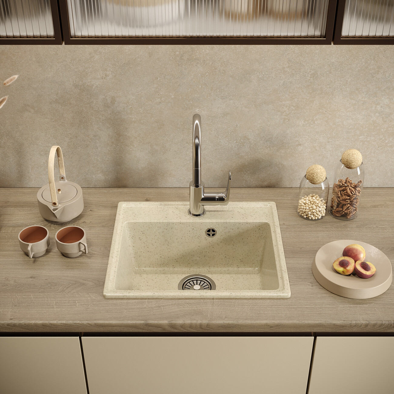 Мойка кухонная бежевая Domaci "Палермо" PR-490-002 - изображение 7