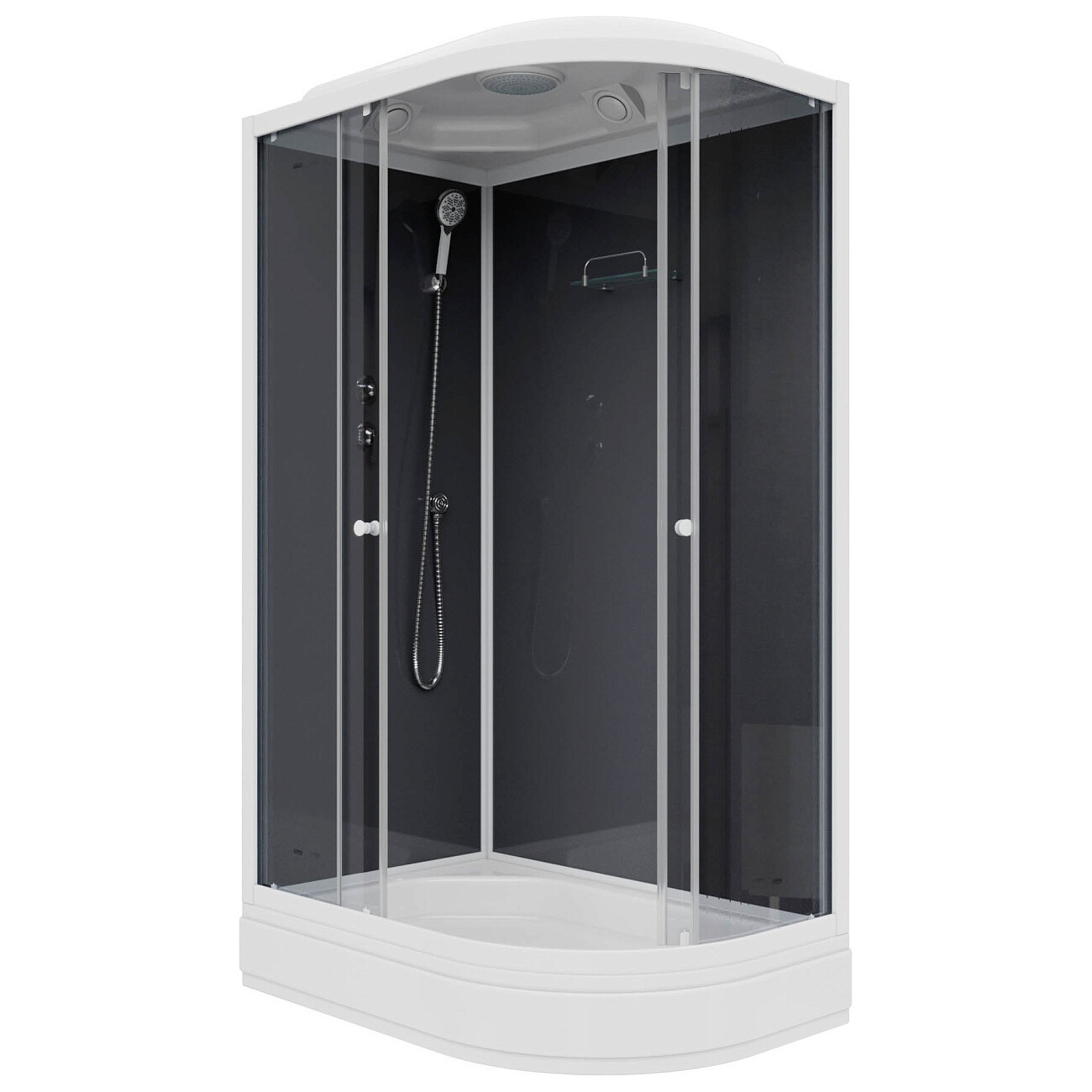 Душевая кабина ассиметричная левая со средним поддоном 80х120 см черная, белая Parly CM121L - изображение 2