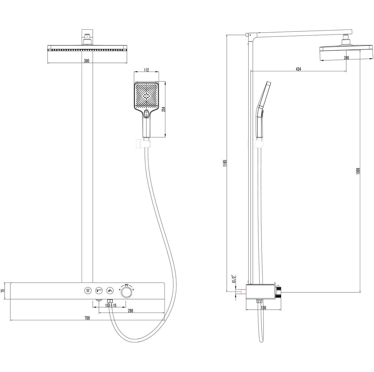 Душевой комплект с тропическим душем черный Stworki "Олланд" S01010BG, S01170BG - изображение 5