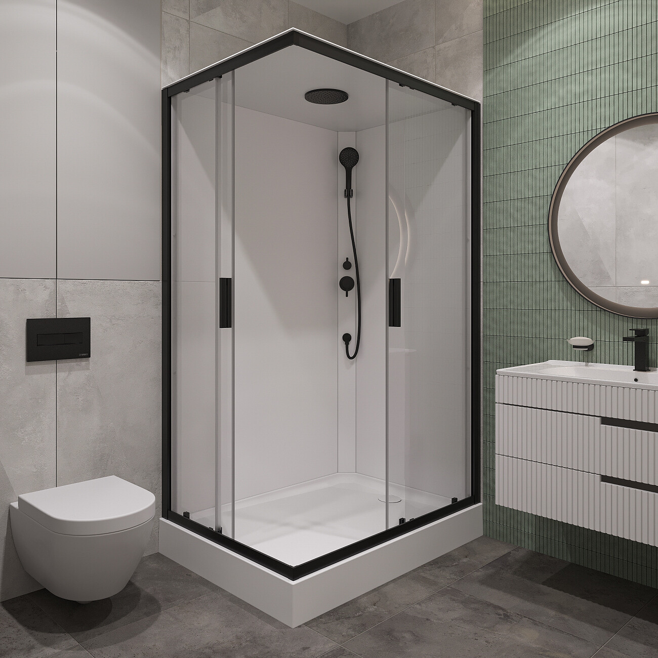 Душевая кабина прямоугольная с низким поддоном 90х120 см черная, белая Stworki "Эстерсунд"  - изображение 3