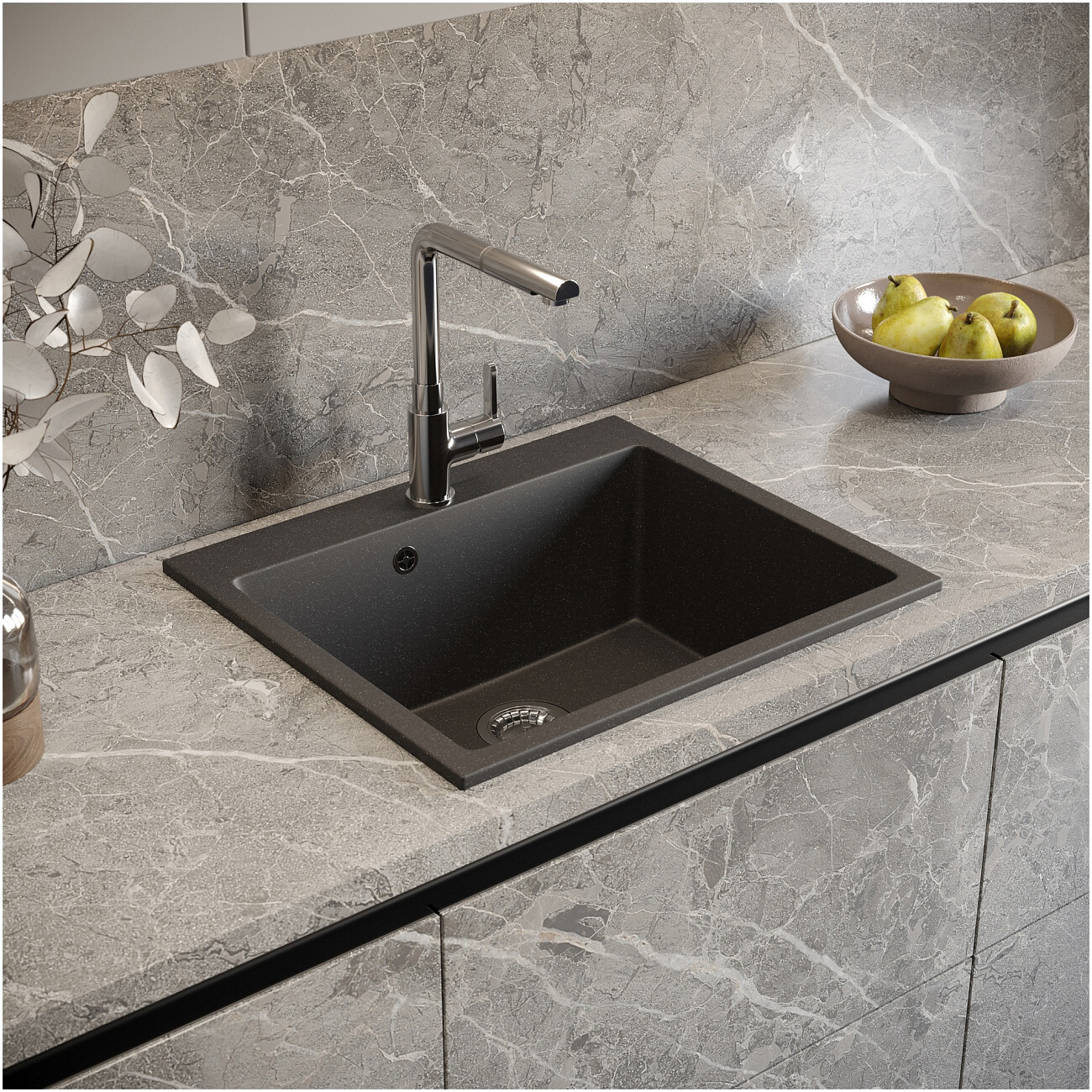 Мойка кухонная антрацит Domaci "Болонья" М-44-007 - изображение 8