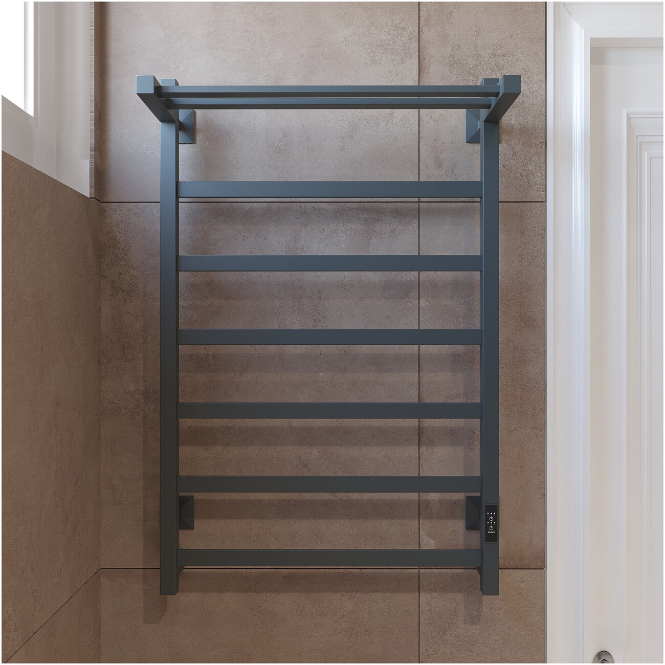 Полотенцесушитель электрический 80х50 см с полкой графит Ewrika "Пенелопа КВ7" - изображение 9