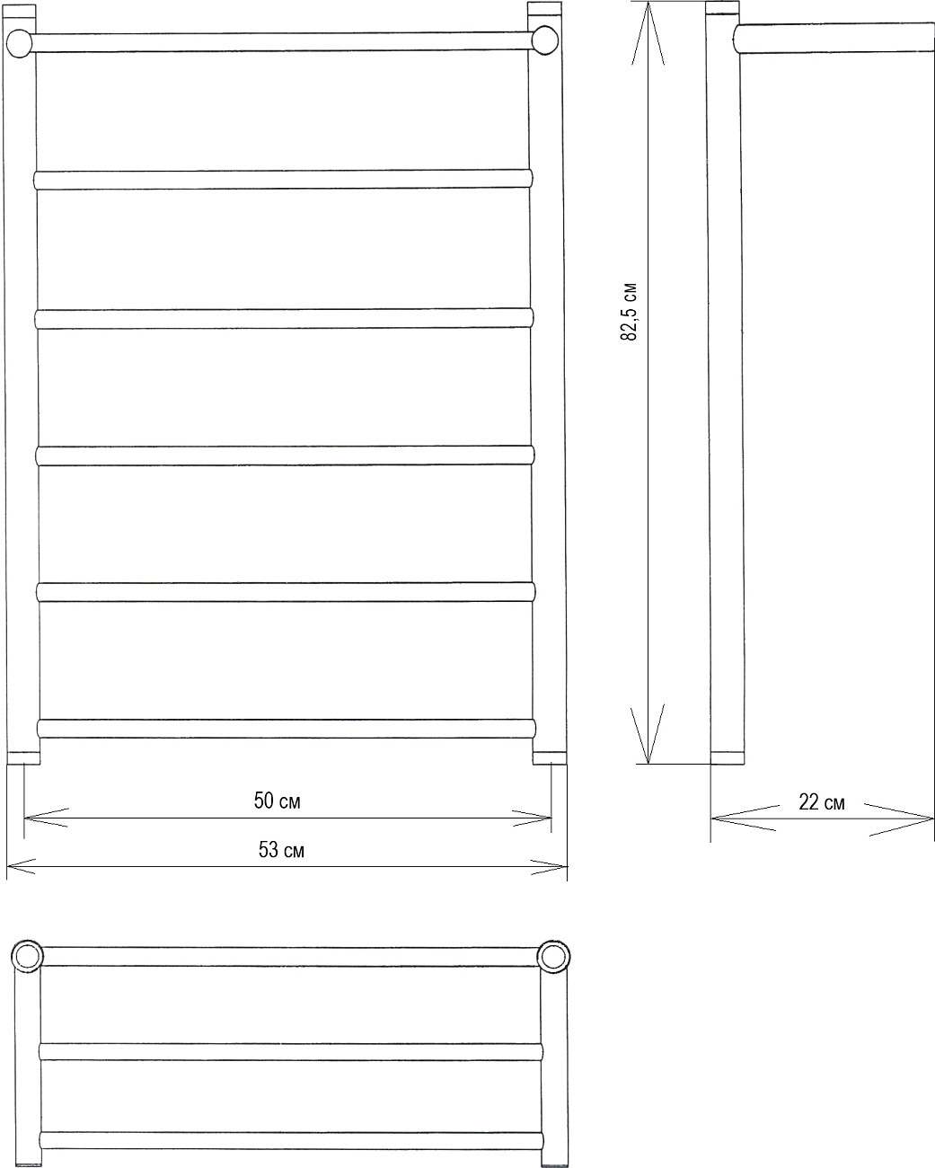 Полотенцесушитель водяной 80х50 см с полкой белый Ewrika "Сафо" FP 4656754410938 - изображение 3