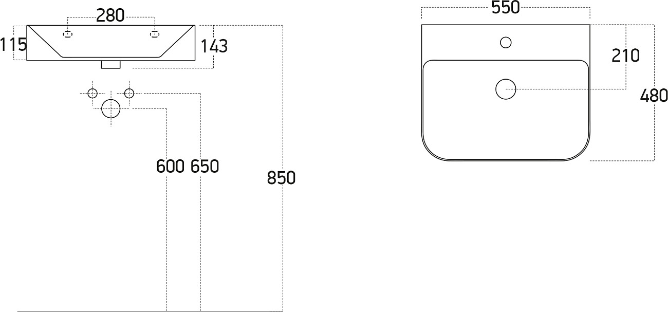 Раковина накладная керамическая прямоугольная 48х55 см белая Stworki 3054-KL - изображение 2