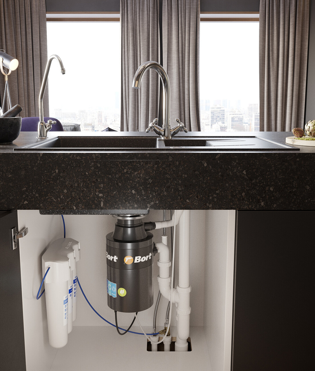 Мойка кухонная черная Domaci "Бьелла" DMC-21K-308 - изображение 9