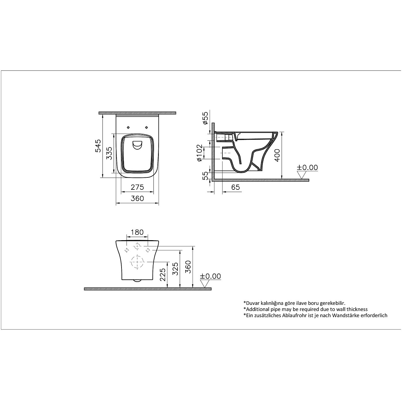 Унитаз подвесной безободковый белый Vitra Zentrum Square 7484B003-0075 - изображение 7