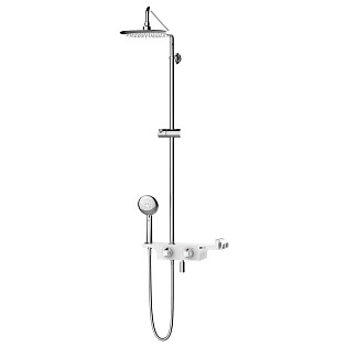 Душевая стойка с держателем и термостатом белая, хром Lemark Tropic LM7008C