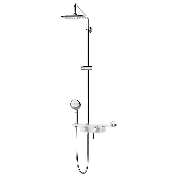 Душевая стойка с держателем и термостатом белая, хром Lemark Tropic LM7008C - изображение 1
