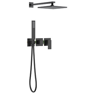 Душевой комплект встраиваемый с верхним душем черный Timo Selene SX-2169-03SM