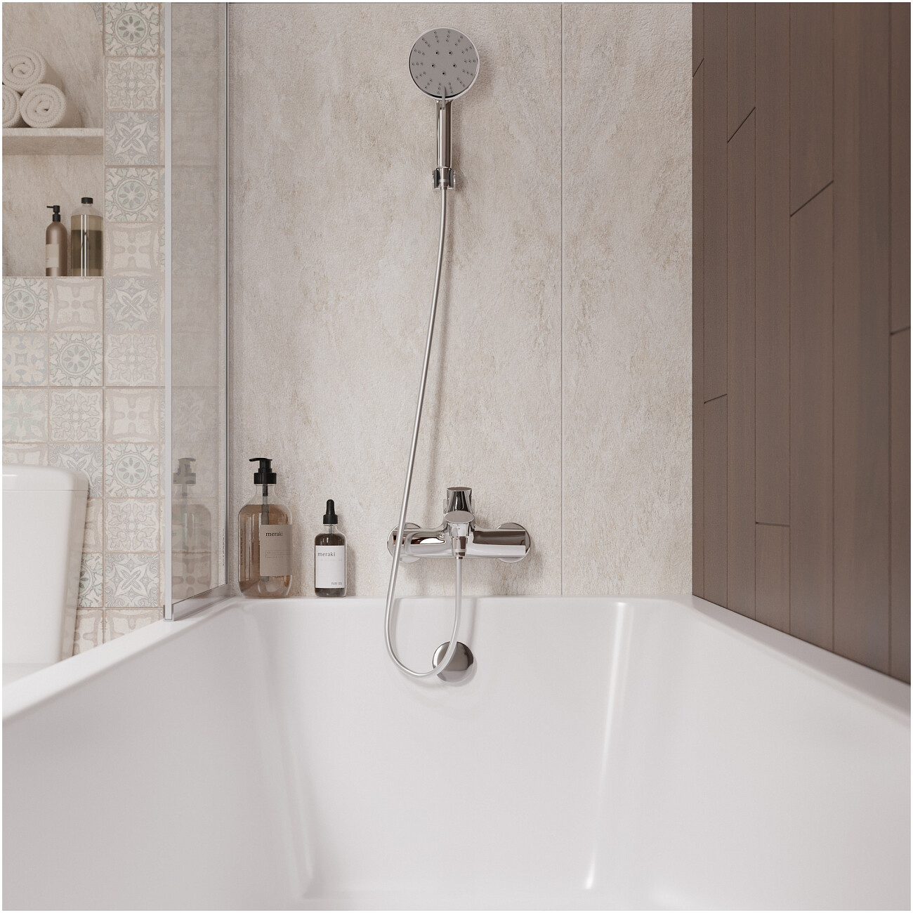 Смеситель для ванны с душем настенный хром Stworki "Ларвик" S24100CR - изображение 6