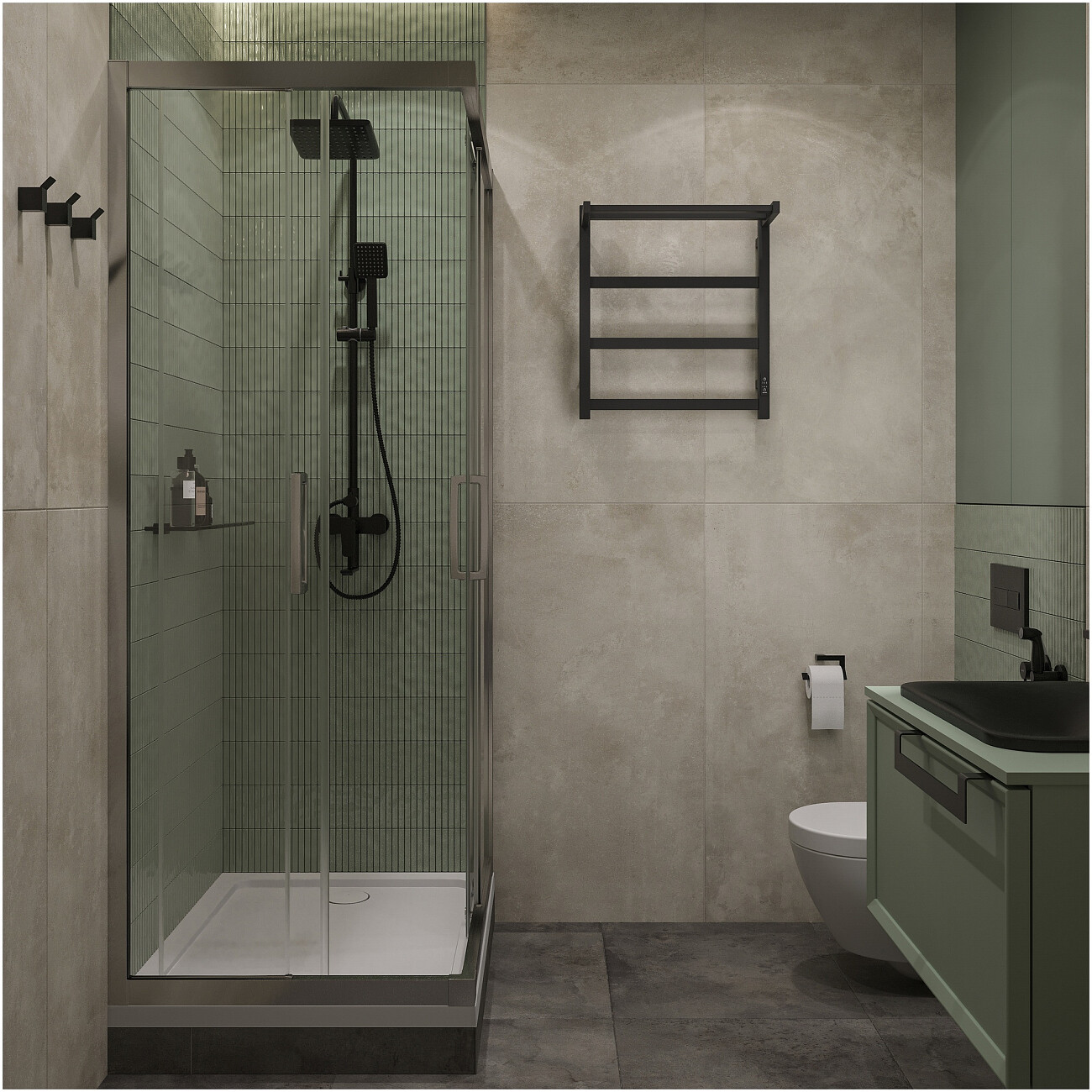 Полотенцесушитель электрический 60х50 см с полкой черный Ewrika "Пенелопа КВ7" 4657812418705 - изображение 9