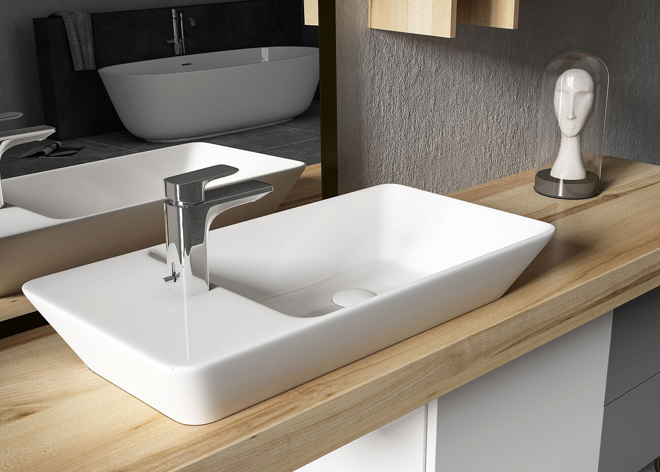 Раковина накладная керамическая прямоугольная 35х70 см белая Stworki 3070-KL - изображение 3