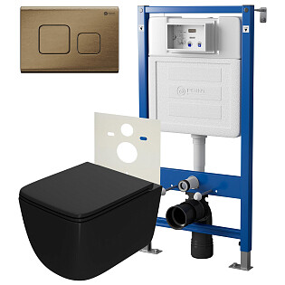 Унитаз Point &quot;Меркурий&quot; PN41831BM с инсталляцией &quot;Элемент&quot; PN45120 с кнопкой &quot;Афина&quot; PN44041BB