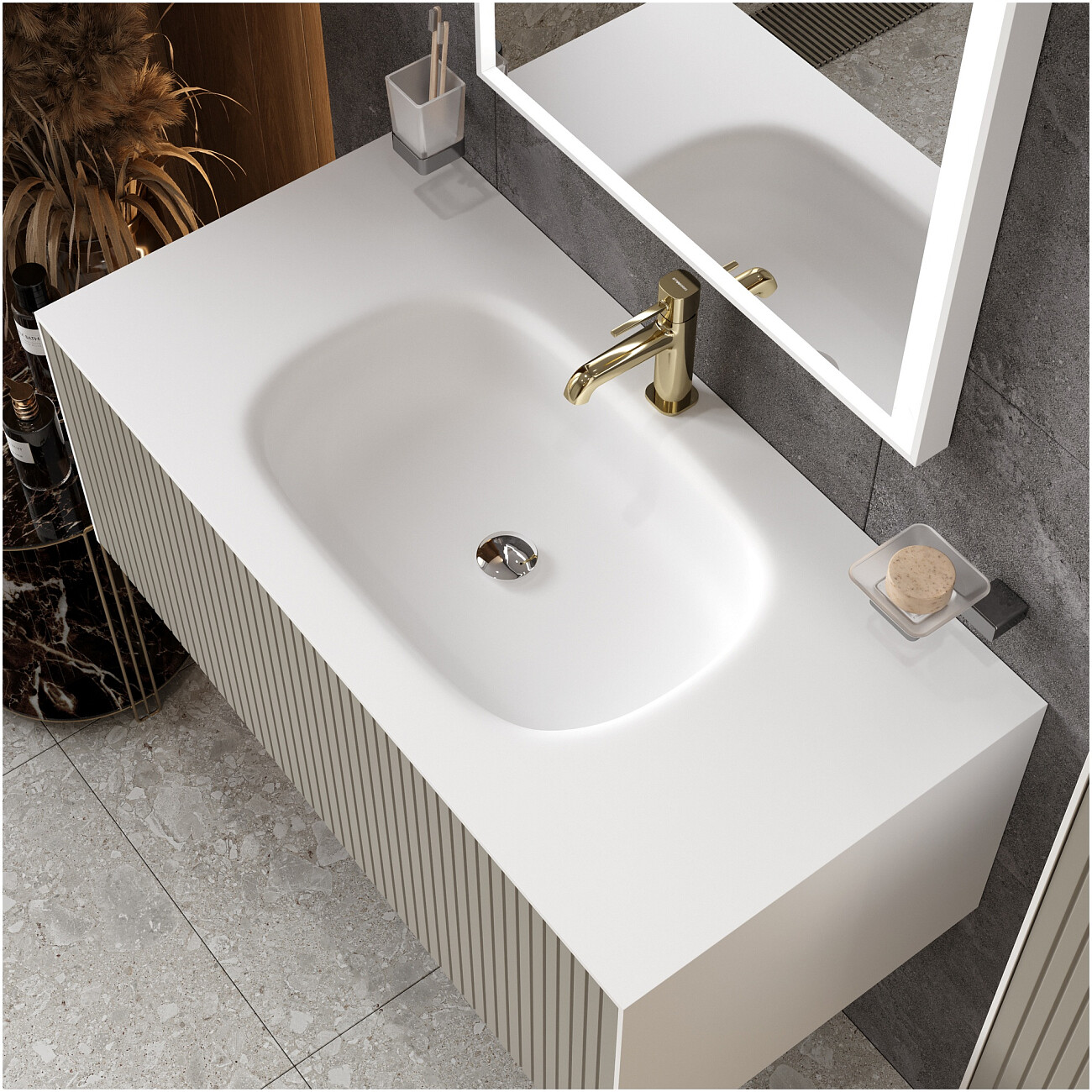 Смеситель для раковины однорычажный золотой Stworki "Эстерсунд" S31010GG - изображение 7