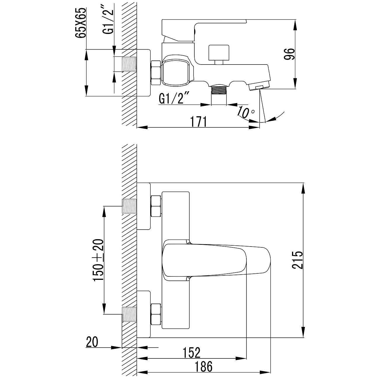 Смеситель для ванны с душем настенный хром Stworki "Купервик" S22100CR - изображение 10