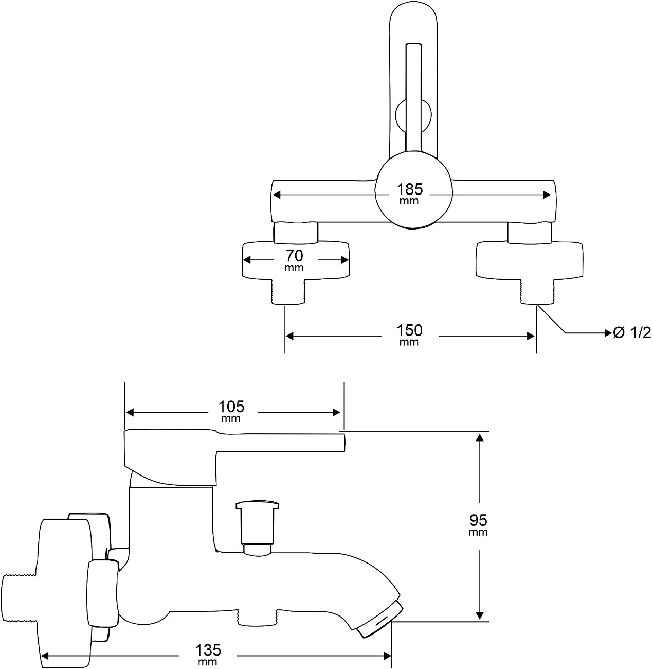 Смеситель для ванны черный Mega Didim MG-CM103-B - изображение 3