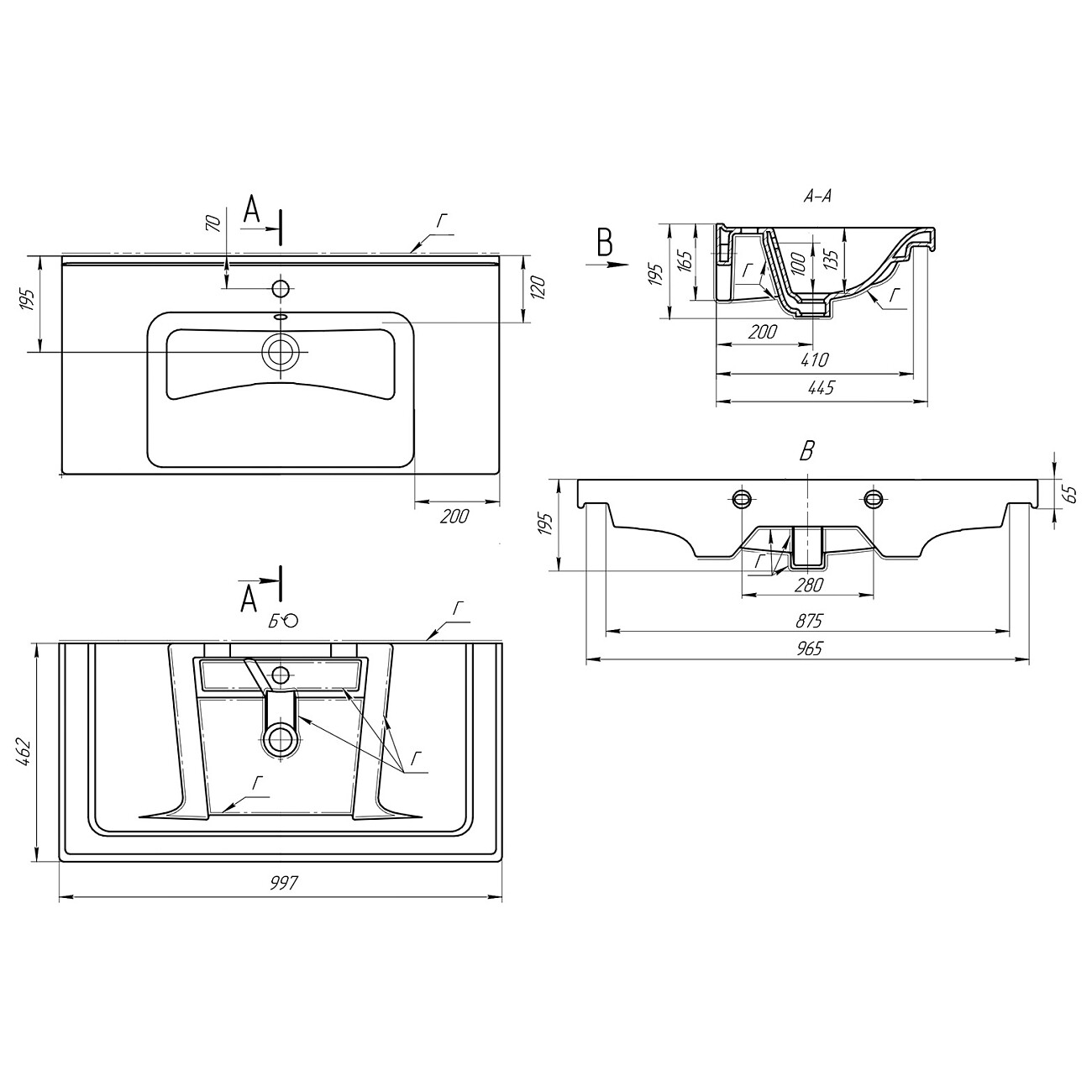 Умывальник мебельный белый Dreja "Гармония 100" 641259 - изображение 4