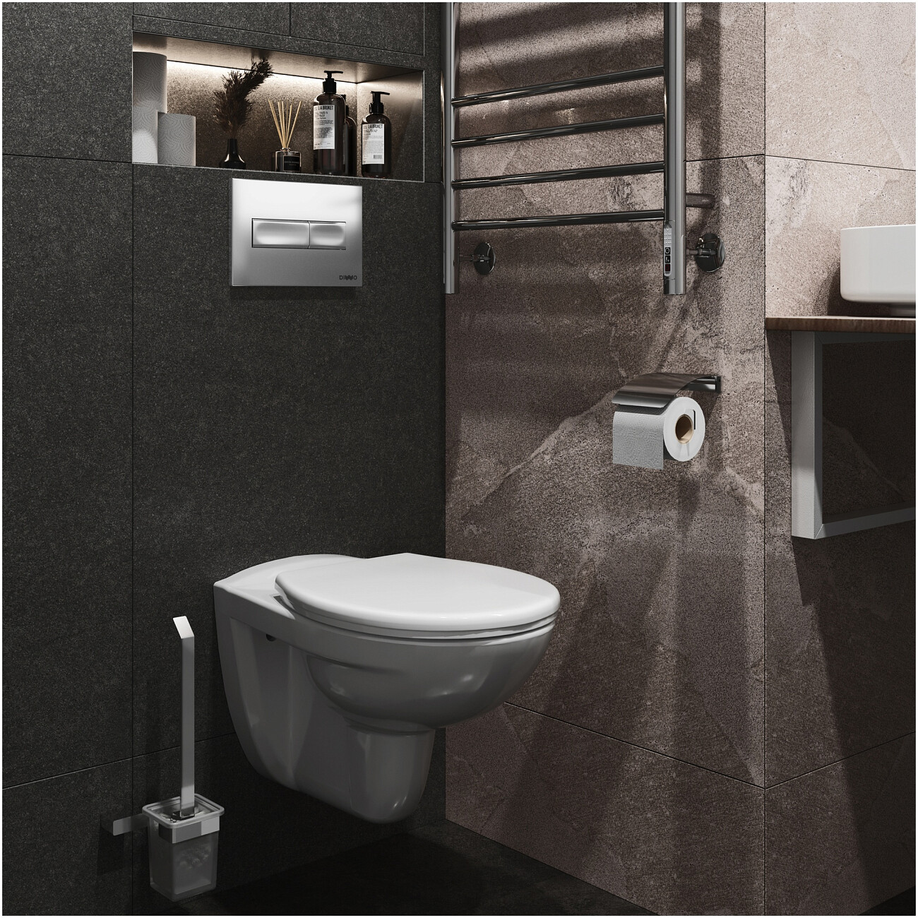 Кнопка смыва для унитаза 16,45х24,5 см хром матовый Diwo 7321 - изображение 7