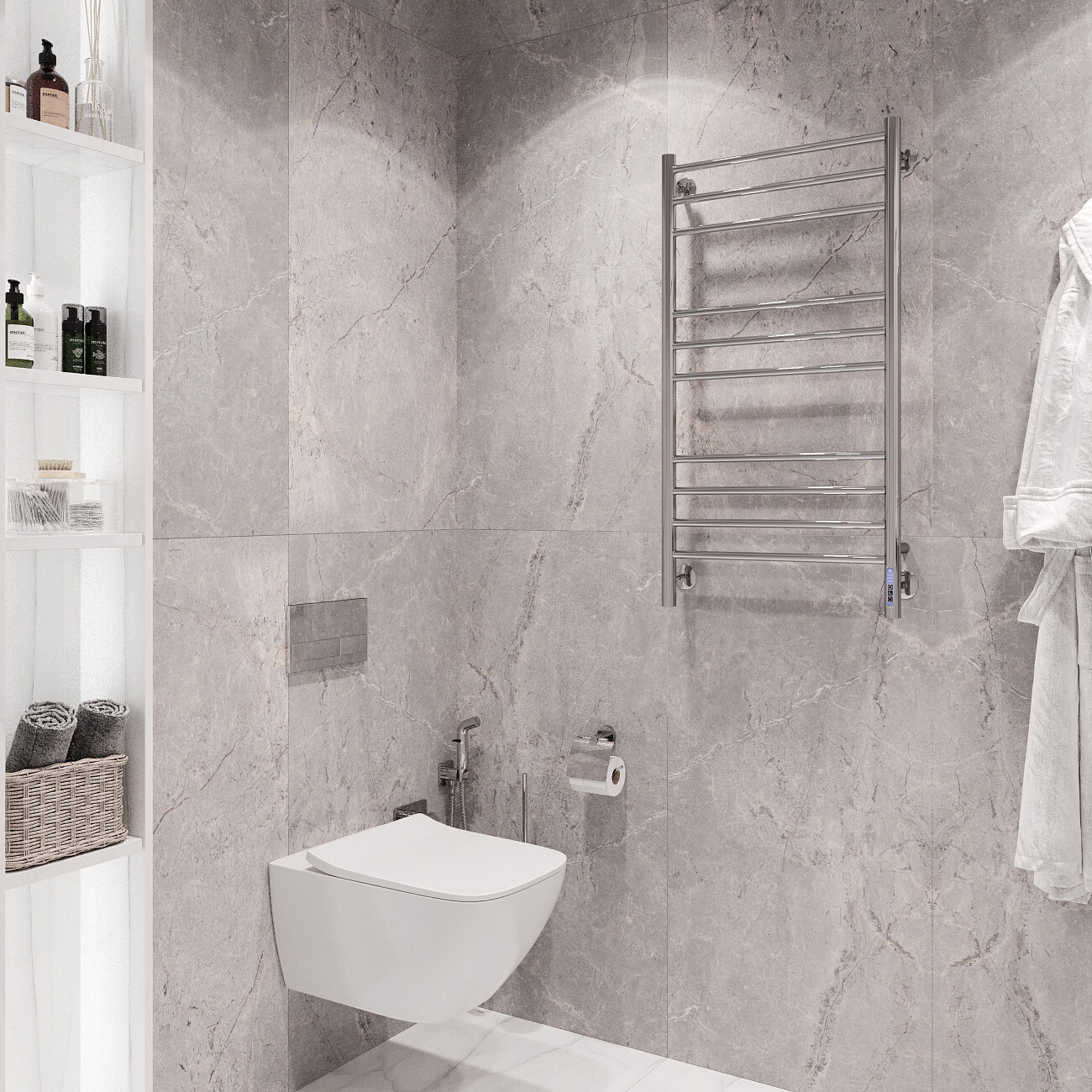 Полотенцесушитель электрический 50х100 см хром Ewrika "Гелла" АВ10 4670078537584 - изображение 6