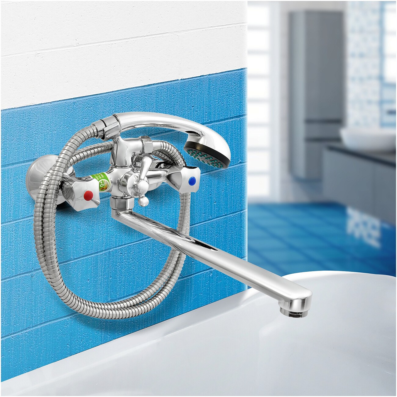 Смеситель для ванны двухвентильный с душевым гарнитуром хром Juguni Lyra JGN0130-B 0402.642A - изображение 3