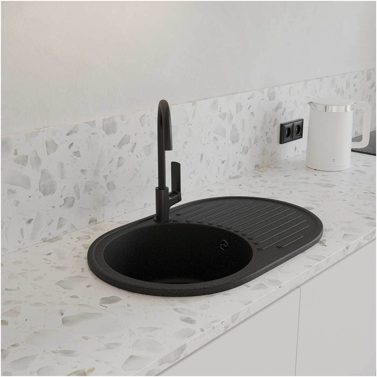 Мойка кухонная черная Domaci "Болонья" М-11-002 - изображение 8