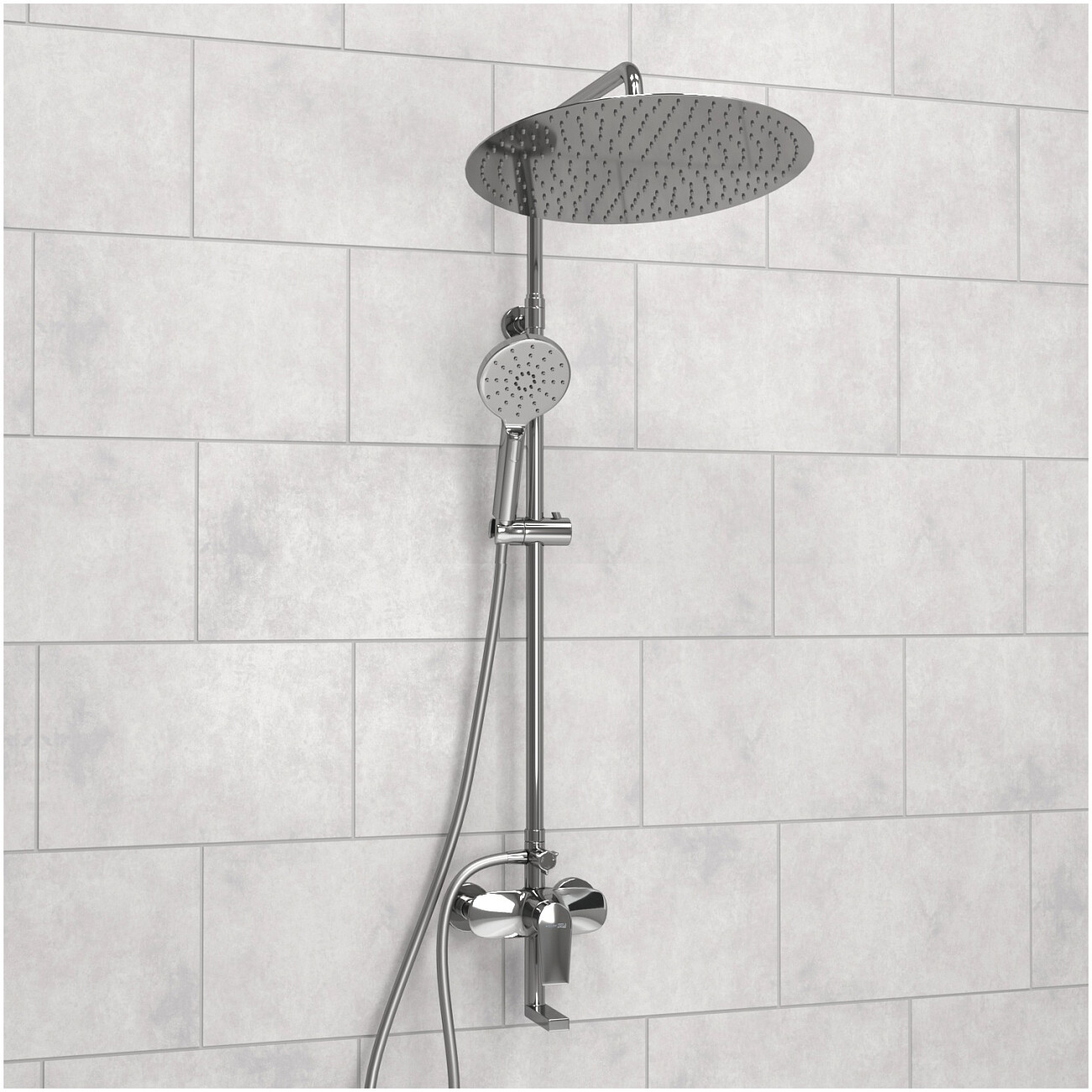 Душевая система со смесителем из латуни хром Wasserkraft A166.117.127.087.CH - изображение 2