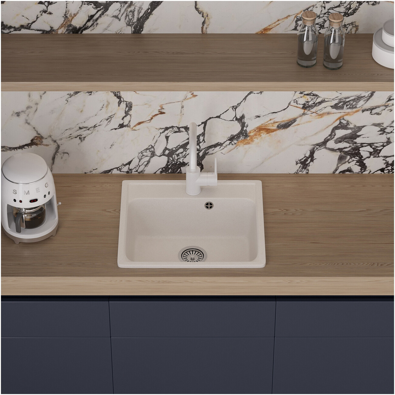 Мойка кухонная кварцевая туман Domaci "Савона" QB 530 - изображение 3