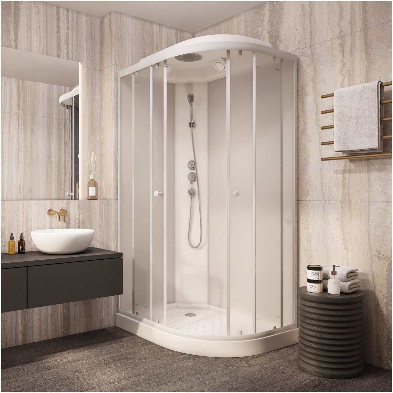 Душевая кабина ассиметричная левая с низким поддоном 80х120 см белая Parly EF1231L - изображение 4