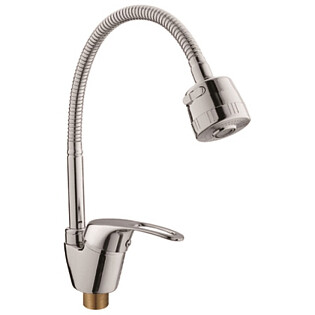 Смеситель для кухни однорычажный с гибким изливом хром D-Lin D150409-T