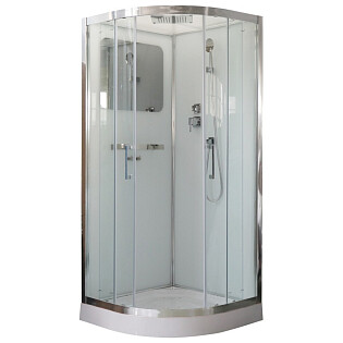 Душевая кабина четверть круга с низким поддоном 100х100 см хром, белая Cerutti SPA Viva 101