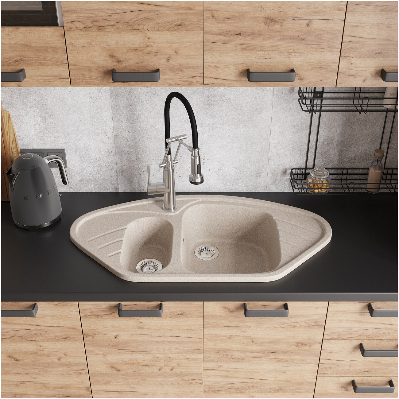 Мойка кухонная песочная Domaci "Болонья" М-23-004 - изображение 8