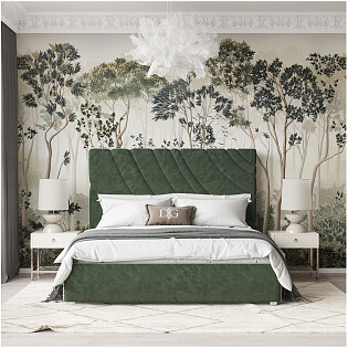 Кровать евро 200х200 зеленая Celine