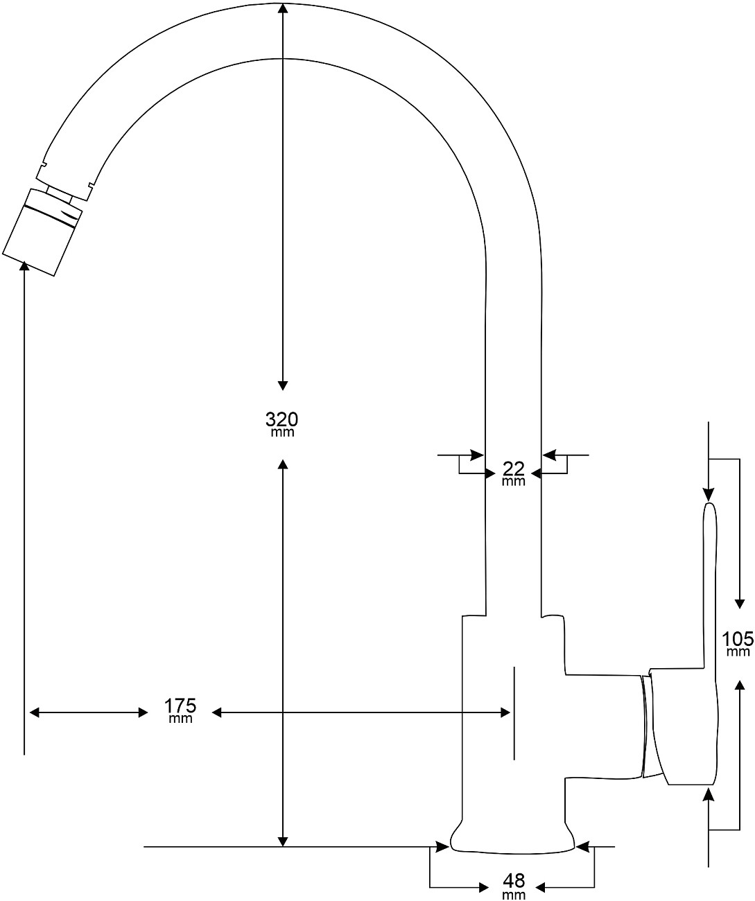 Смеситель для кухни черный Mega City MG-ZRV102-b - изображение 3