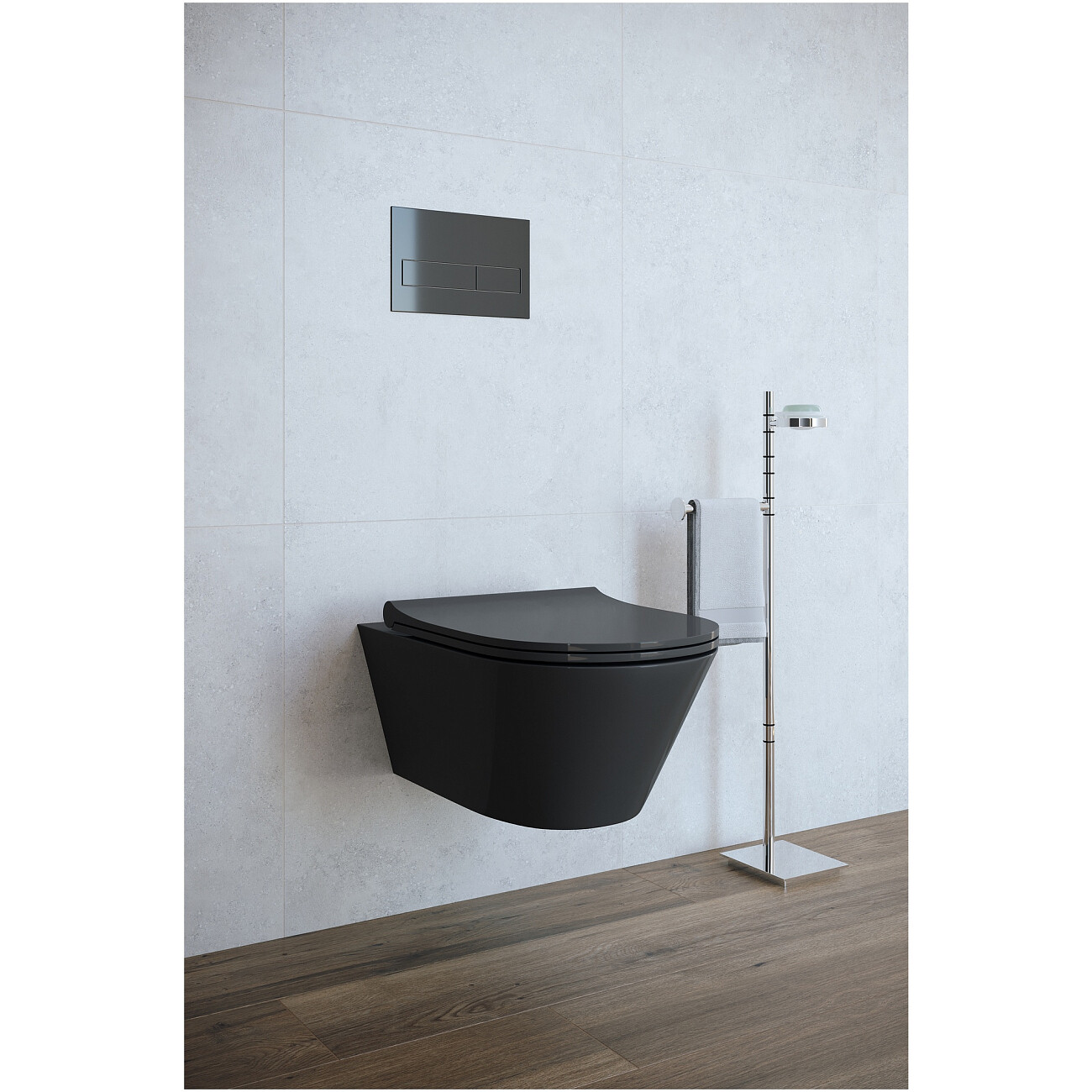 Унитаз подвесной черный Creto Logan L3 1003-002-L3BlMat с инсталляцией Creto Premium 2.0 INST-CR-2.0 - изображение 3